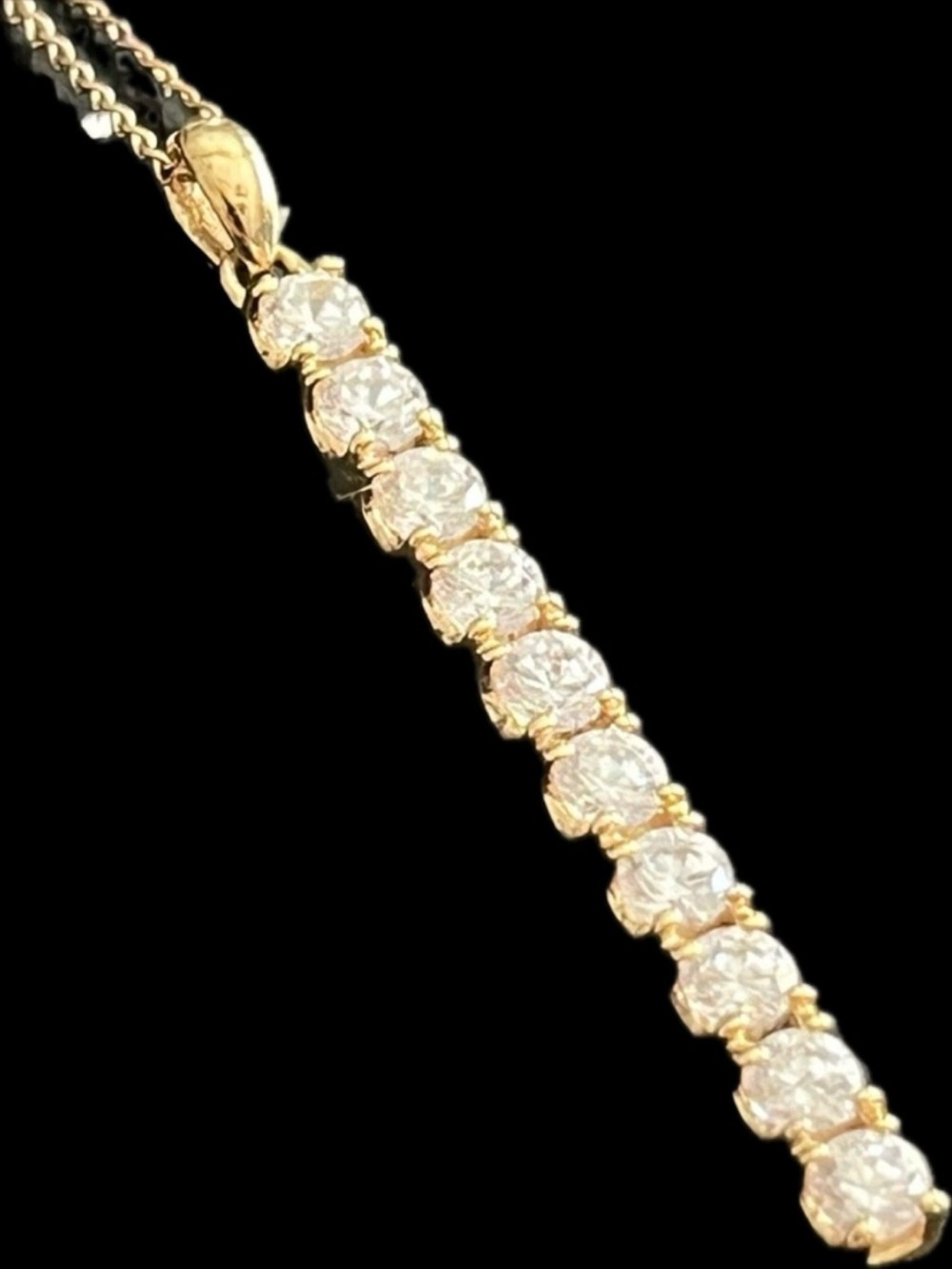 Victoria Wieck vintage absolute CZ drop bar pendant necklace chain Gold HSN